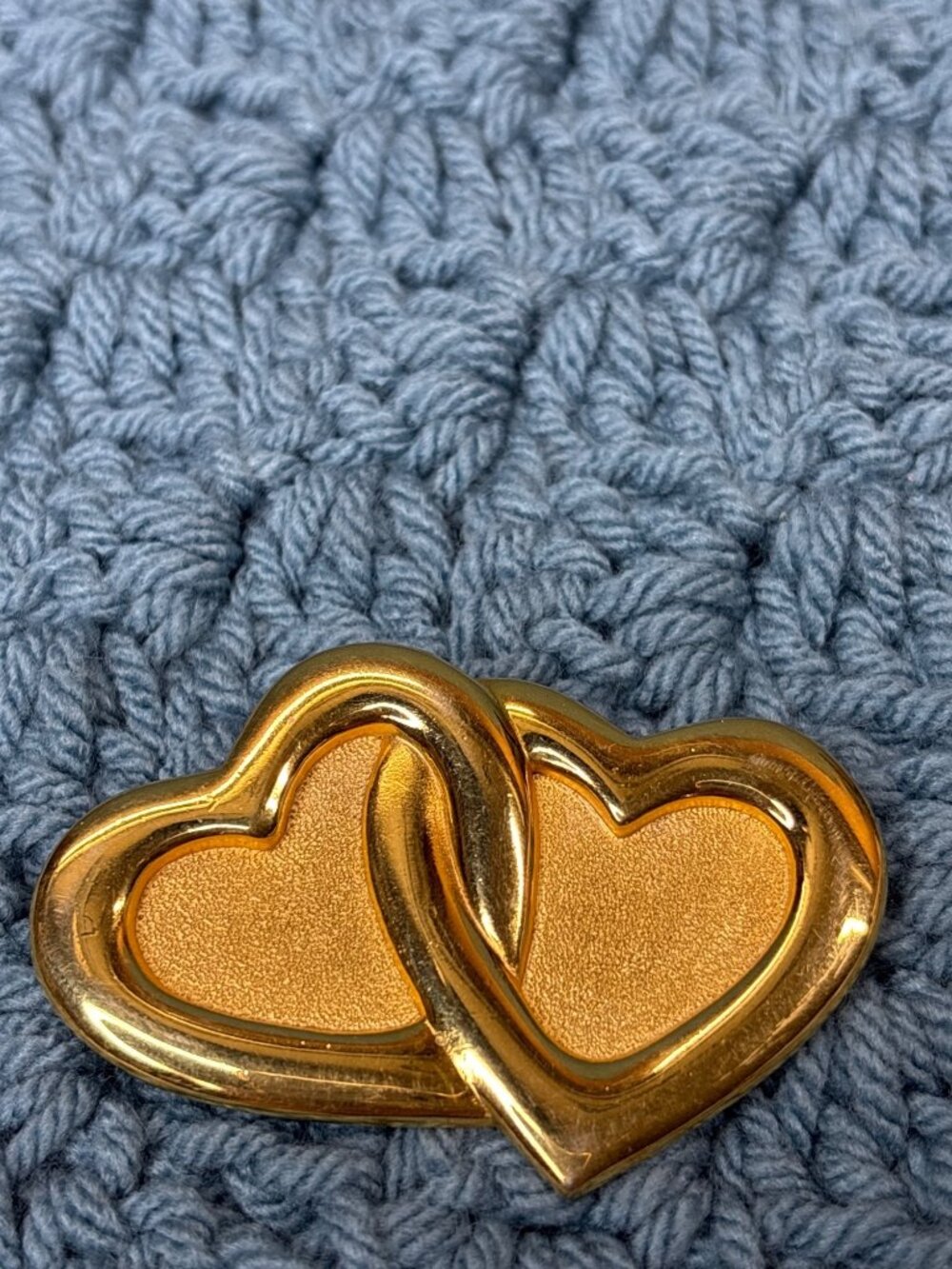 Vintage Goldtone Hearts Brooch 2.25 inches